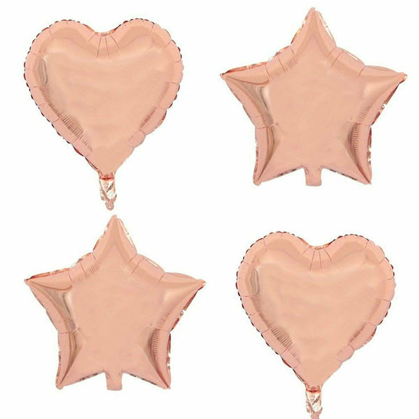 45cm Rose Gold Foil Balloons Heart Star Wedding Birthday Party Helium Balloon  - Lets Party