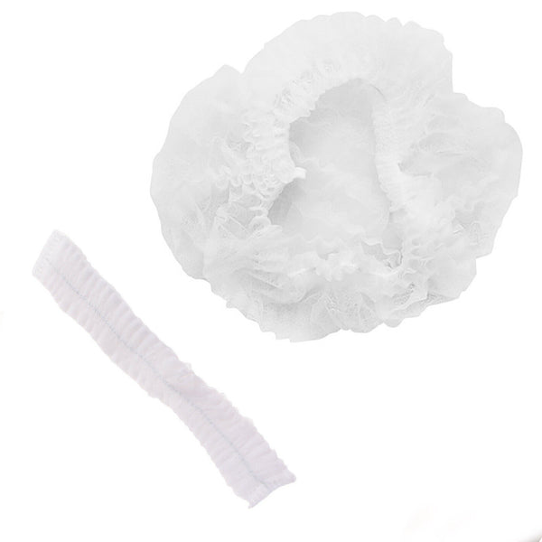 100x White Disposable Hair Net Cap Non Woven Anti Dust Stretch Elastic Work Hat Cover - Lets Party