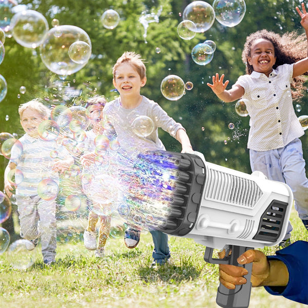 36 Holes Bubble Black Gun Automatic Bazooka Soap Water Bubble Machine Outdoor Party - Lets Party