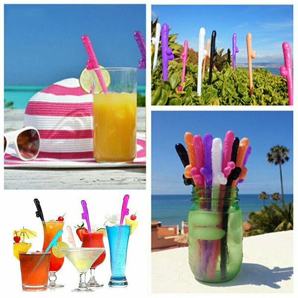 20/50X Willy Penis Dick Straw Hens Night Paty Straws Mix Colours Bachelorette - Lets Party