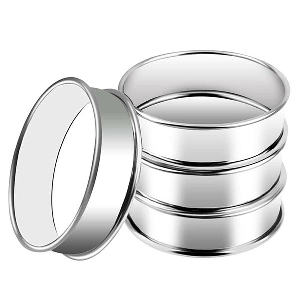 4/8PCS Stainless Steel English Muffin Rings Crumpet Double Rolled Cookie Tarts - Lets Party