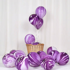 Latex Purple White Marble Balloons 30cm Helium Birthday Party Wedding Balloon
