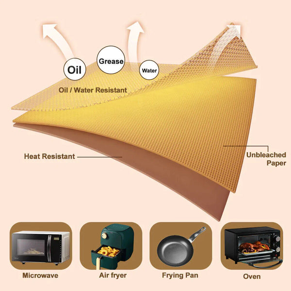 100pcs Brown Round 16cm Air Fryer Disposable Paper Liner Non-Stick Pan Parchment Baking Paper - Lets Party