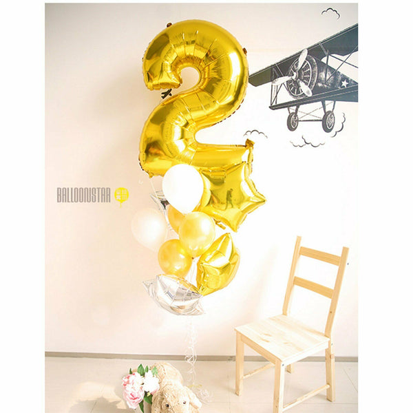 40cm Gold Foil Number Balloons  Birthday Wedding Party Decorations - Lets Party