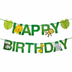1x Happy birthday Baby Shower Safari Jungle Animal Paper Banner Bunting Garland
