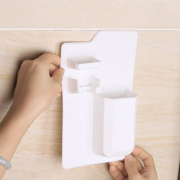 1PC Grey Space Toothbrush Holder Shower Organizer Silicone Bathroom Storage Razor - Lets Party