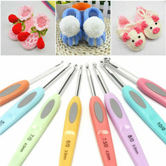 8 x Crochet Hooks Colorful Plastic Pad Ergonomic Arthritis Relief 2.5-6mm Needle