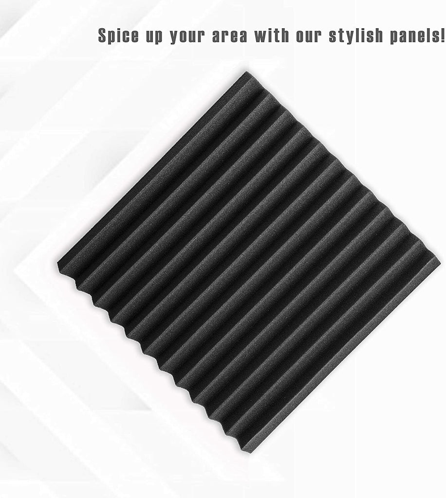 12PCS Studio Acoustic Foam Sound Absorption Proofing Tiles Panel Wedge