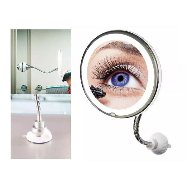 10X Magnifying Makeup Mirror With LED Light Cosmetic 360° Rotation Flexible - Lets Party