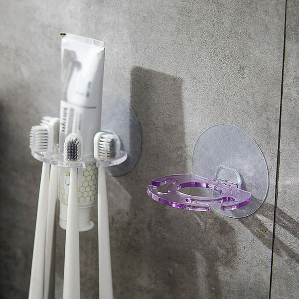 Toothbrush Holder Wall Mount Sucker Bathroom Suction Cup Toothpaste Storage Rack - Lets Party