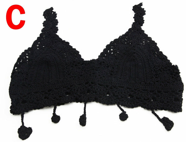 Crochet Knit Triangle Bikini Set – Lace Shell Beach Swimwear