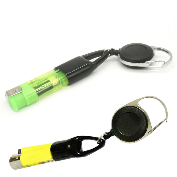 10X Retractable Lighter Leash Clip Keychain Rubber Cover Large Maxi Bic Black