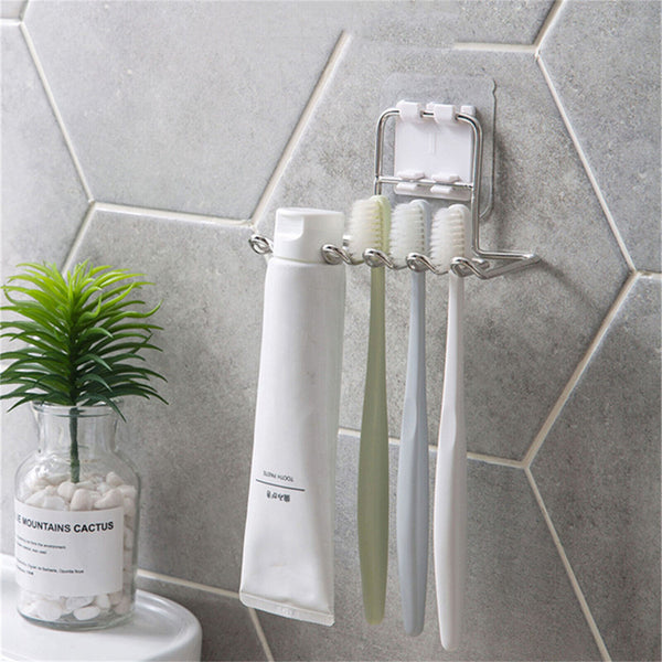 Tooth Brush Wall-Mounted Toothbrush Holder Organizer Bathroom Storage Rack