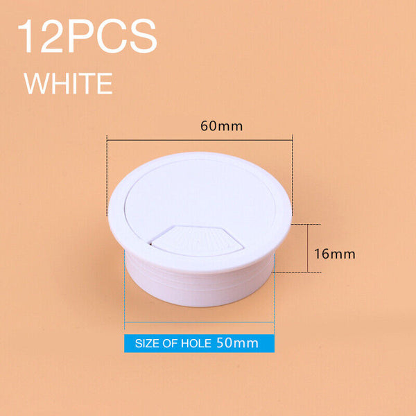 12PCS Computer Desk Table Grommet Cable Tidy Surface Port Wire Hole Cover 50MM