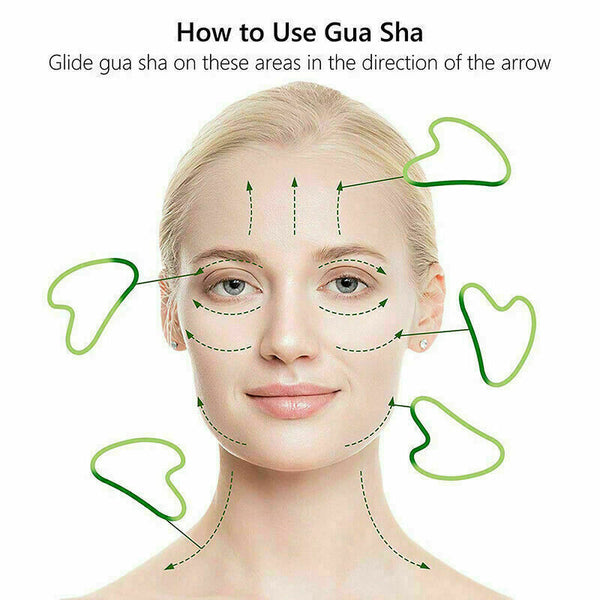 Natural Guasha Facial Jade Face Body Gua Sha Board Massager Face Tool AU