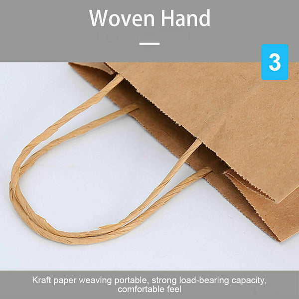 Bulk Kraft Paper Bags Gift Shopping Carry Craft Retail Bag with Handle Brown NEW