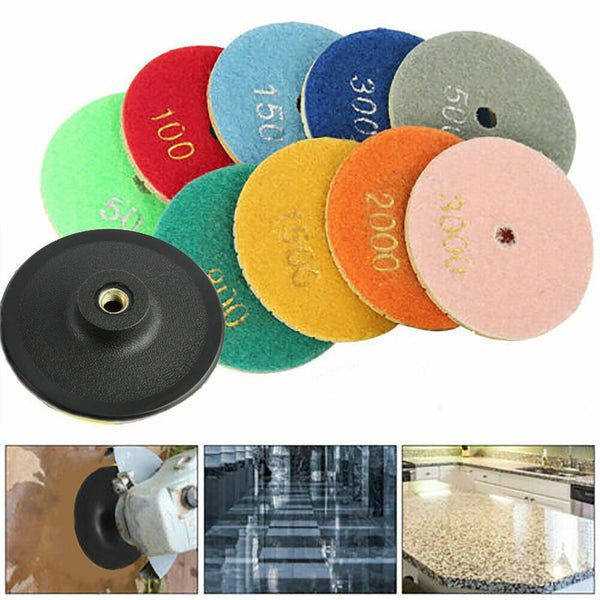 10PCS Diamond Polishing Pads Wet Dry Set for Granite Stone Concrete Marble AU