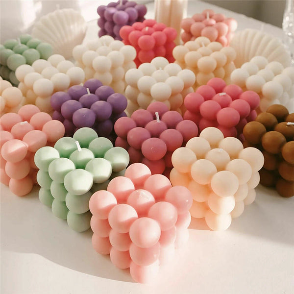 6/15 Cavities 3D Cube Candle Mould Silicone Wax Bubble Cake Dessert Plaster Mold