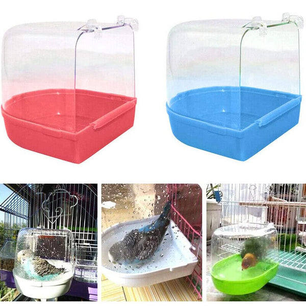 Bird Water Bath Tub For Pet Cage Hanging Bowl Parrot Birdbath Pet Cleaning AU
