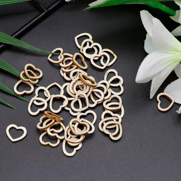 100-500pcs DIY Craft Wooden Wood Love wedding Party Heart Craft decoration AU