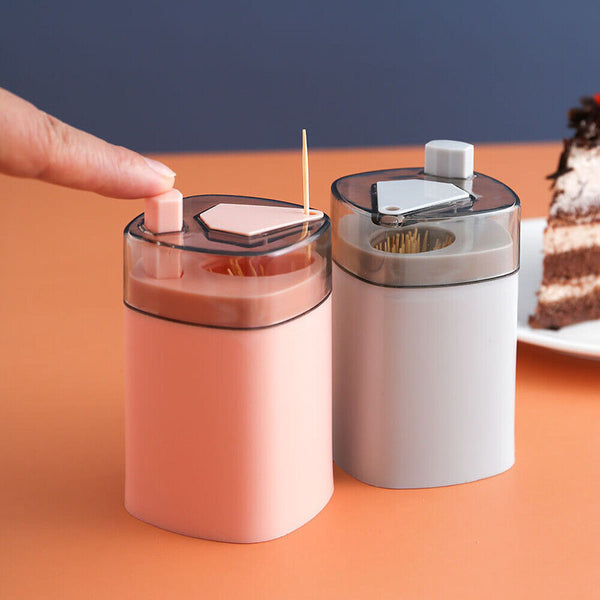 2x Automatic Pop-up Toothpick Box Holder Container Portable Toothpick Dispenser