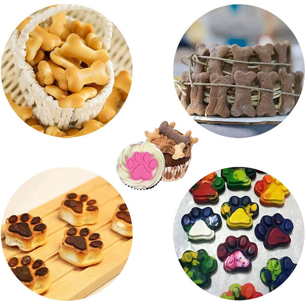 Silicone Chocolate Mould Cat Paw Dog Bone Choc Block Ice Tray Cake Cookie Mold