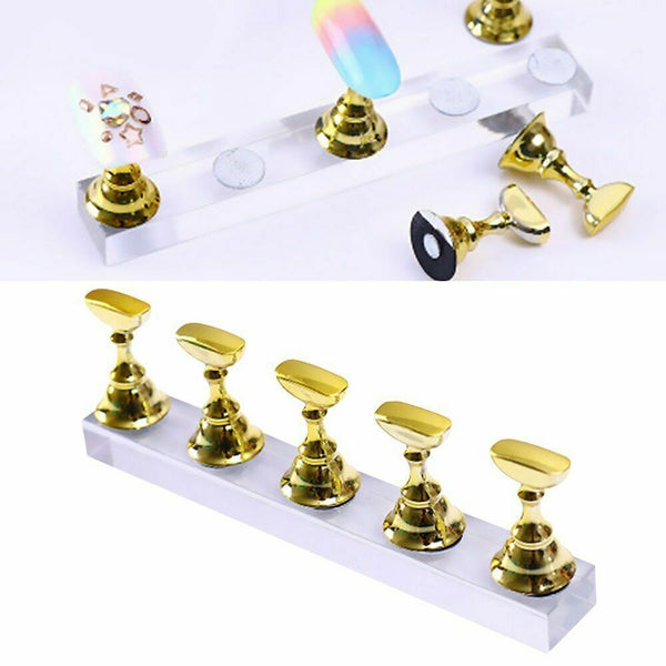 Magnetic Nail Tip Display Stand Holder Practice Set Art Training Tool Finger AU