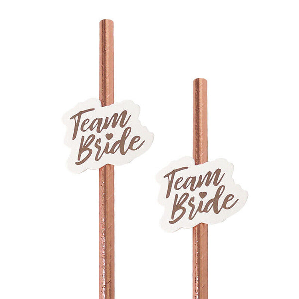 10-100x Rose Gold Team Bride Paper Straws Straw Party Wedding Hens Party Bridal