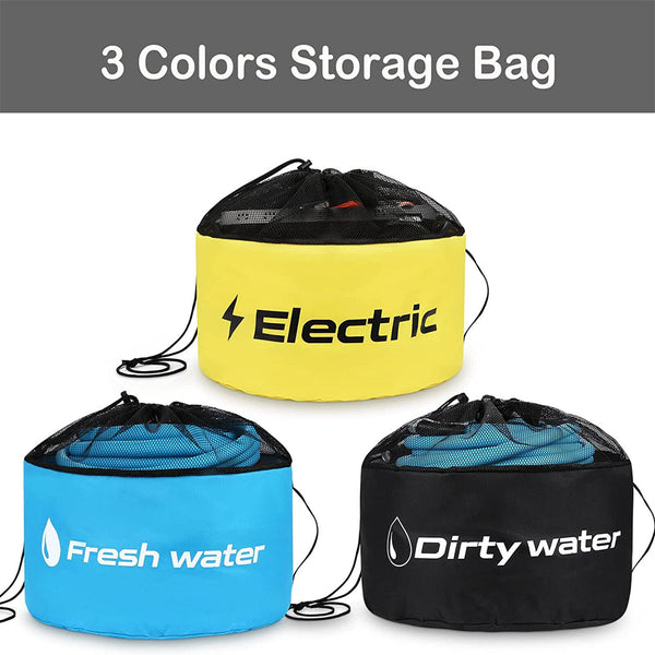 3xHose Storage Bag Caravan Camping RV Cable Cords Organizer Water Hose Accessory