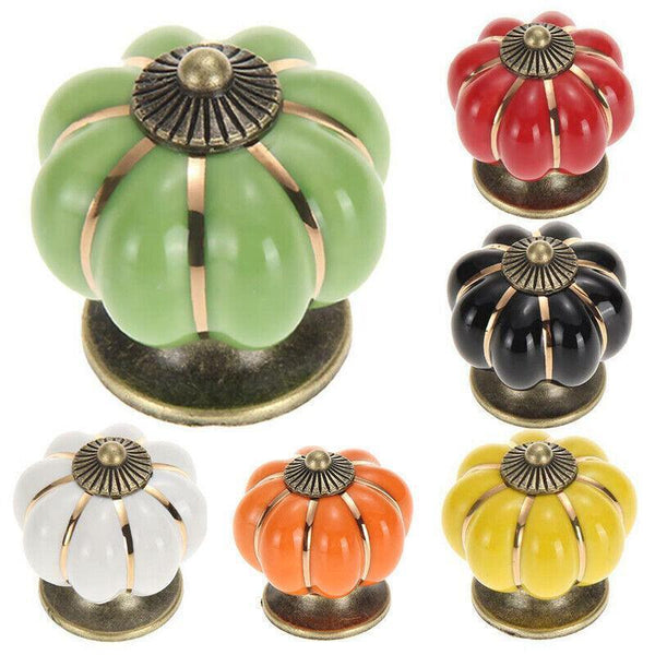 Vintage Ceramic Doorknobs Pumpkin Cupboard Kitchen Cabinet Drawer Pull Handle AU