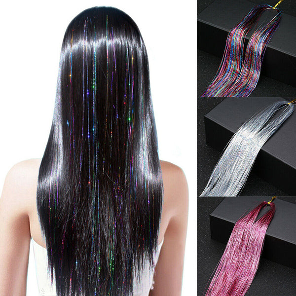 Extensions Glitter Tinsel Hair Hair skin weft Holographic Highlights Party - Lets Party
