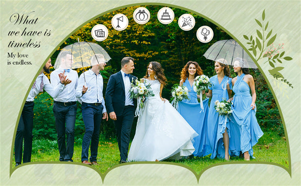 Clear Dome Umbrella Wedding Rain Transparent Parasol Handle Waterproof