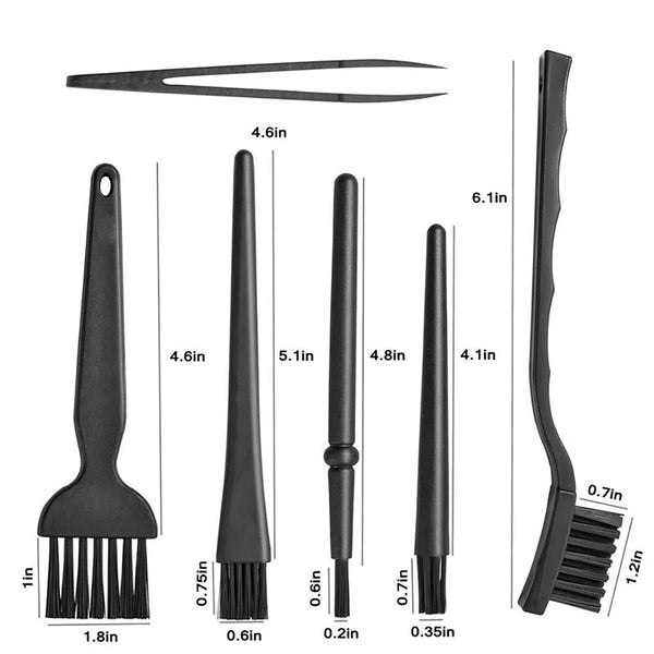 6X Anti-Static Keyboard Cleaning Kit Black Plastic Laptop PC Dust Cleaner Brush