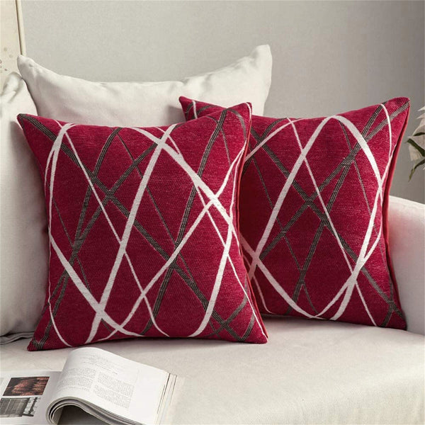 Chenille Cushion Cover Geometric Geo Striped Throw Soft Pillow Case Home 45x45cm