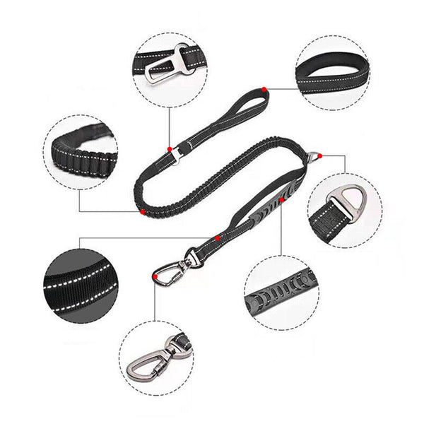 Elastic Bungee Dog Lead Anti Shock Dogs Walking Training Anti-Lost Stretch Leash