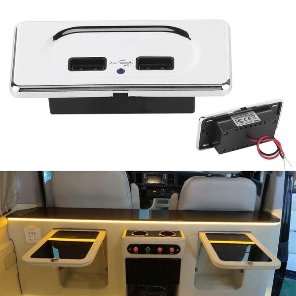 3.1A 12V Dual USB Ports Fast Charger Socket Power Outlet Panel Caravan UNIVERSAL - Lets Party