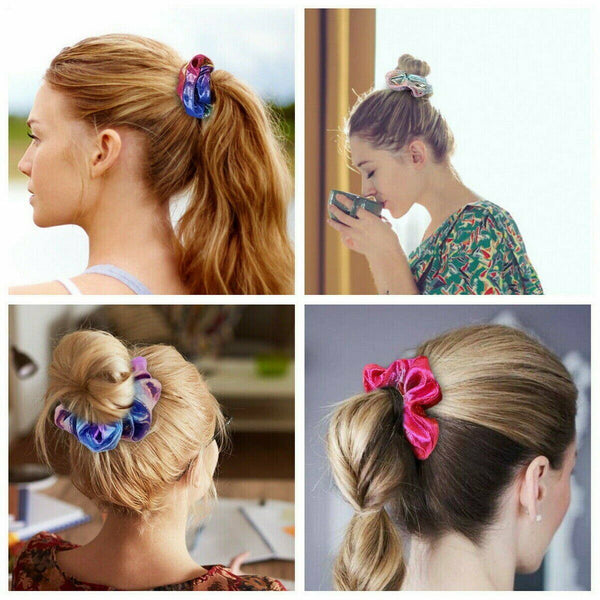 8PCS Metallic Glitter Scrunchies Ladies Hair Band Elastic Scrunchy Hair Tie Ring