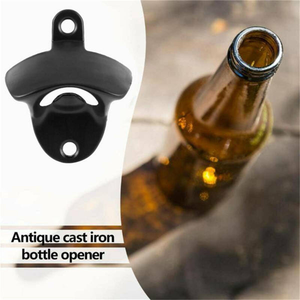 5PCS Black Zinc Alloy Wall Mounted Bottle Opener Beer Bar Man Cave Decor Gift AU