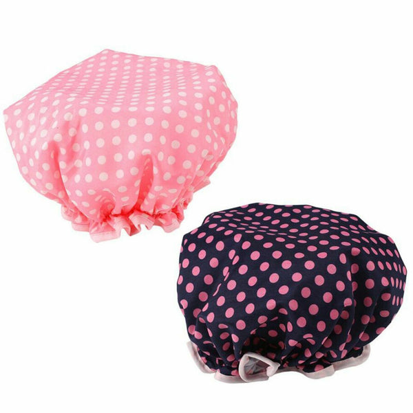 Double Layer Shower Cap Bath Hat Hair Care Women Sleep Waterproof Reusable AU
