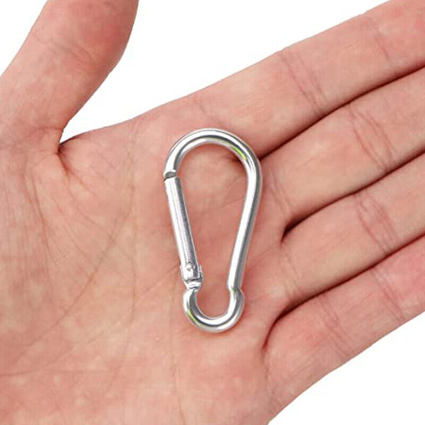 10Pcs Stainless Steel Snap Hook Carabiner Ring Screw Keychain Clip for Camping