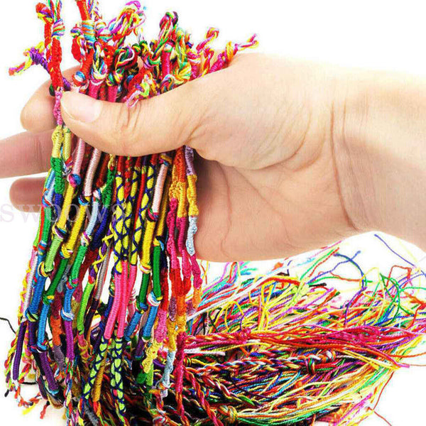 10pcs Boho Bracelets Handmade Thread Woven Friendship Cords Hippie Anklet Braid