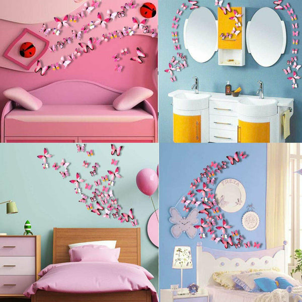 12PCS 3D 3D DIY Wall Decal Stickers Butterfly Home Room Art Decor Decorations AU