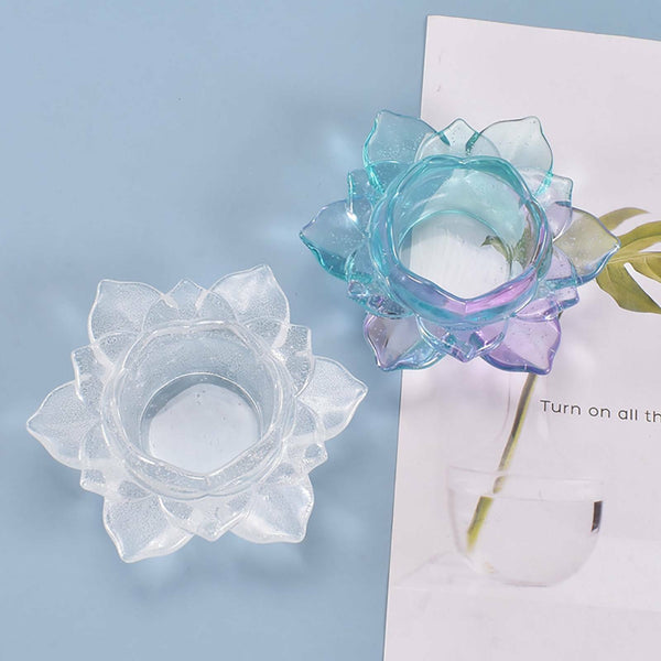 3D Lotus Candle Holder Ashtray Silicone Mold Epoxy Resin Mould Making Craft DIY
