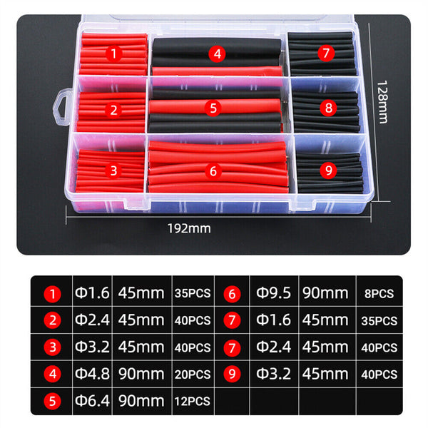 Heat Shrink Tubing Tube Assortment Wire Cable Insulation Sleeving Kit 270 pcs AU - Lets Party
