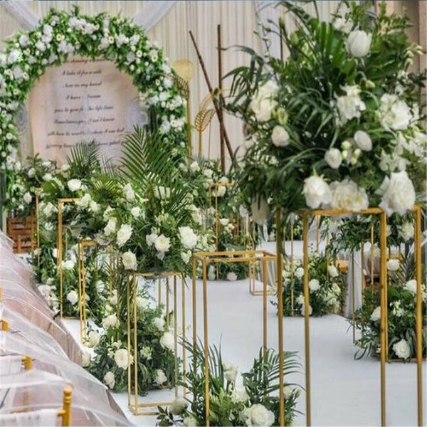 4PCS Flower Racks Gold Iron Plinth Wedding Decorations Geometric Box Party Stand