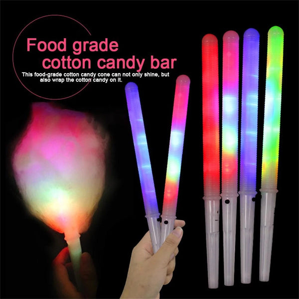 10X Colorful LED Fairy Floss Glow Sticks Cotton Candy Cones Glowing Marshmallows - Lets Party
