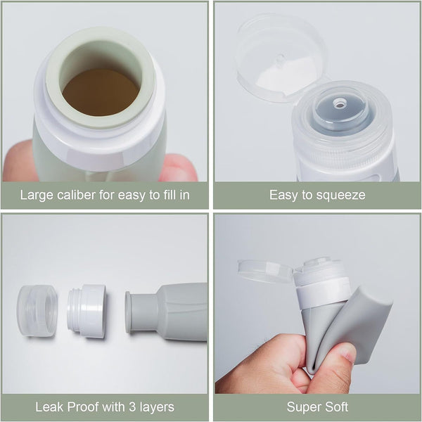 4PCS Silicone Empty Bottle Travel Shampoo Lotion Cosmetic Container Dispenser AU