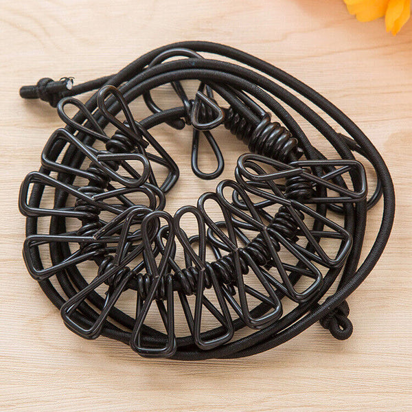 2pcs 12 Clip Camping Rope Peg Washing Clothes Line Travel clothesline Portable