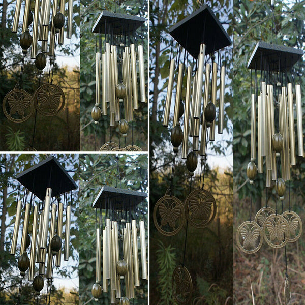 Large Wind Chimes Bell Stainless Butterfly 12 Tube Outdoor Windchime Garden Yard
