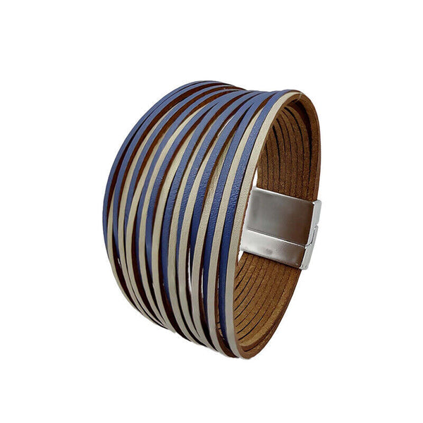 Multiple Gradient Leather Wristband Bracelet Bangle Magnetic Clasp Bracelet AU